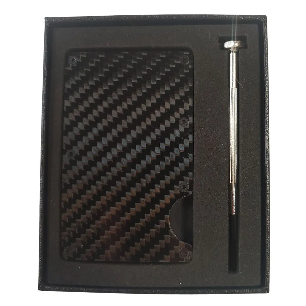 Slim Carbon Fiber RFID Blocking Money Clip Wallet ID Credit Card Holder